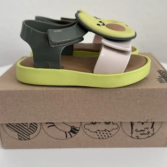 Mini Melissa Avocado Velcro Sandals 8C