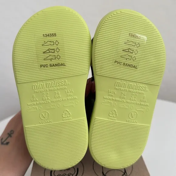 Mini Melissa Avocado Velcro Sandals 8C