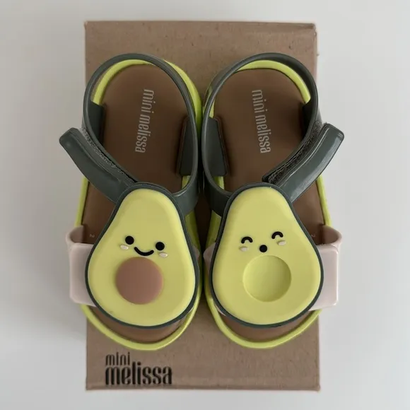 Mini Melissa Avocado Velcro Sandals 8C