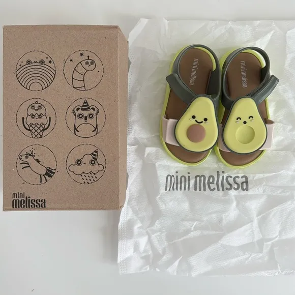 Mini Melissa Avocado Velcro Sandals 8C