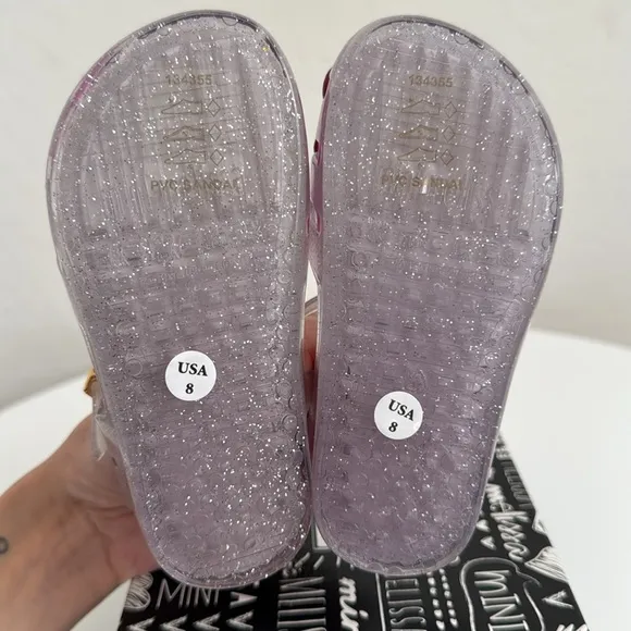 Mini Melissa Purple and Clear Glitter Popsicle Mary Jane Sandals 8C