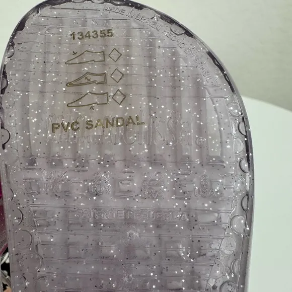 Mini Melissa Purple and Clear Glitter Popsicle Mary Jane Sandals 8C