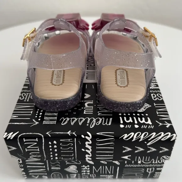 Mini Melissa Purple and Clear Glitter Popsicle Mary Jane Sandals 8C