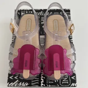 Mini Melissa Purple and Clear Glitter Popsicle Mary Jane Sandals 8C