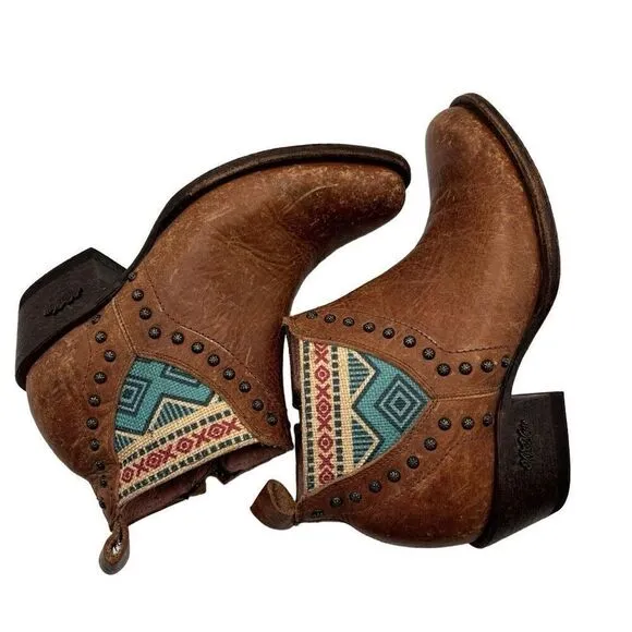Miss Macie Bobby Jean Southwest Leather Boots Brown Size 6