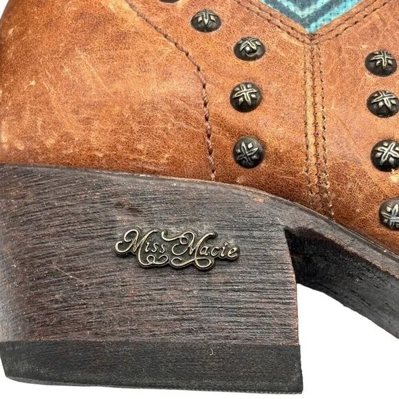 Miss Macie Bobby Jean Southwest Leather Boots Brown Size 6