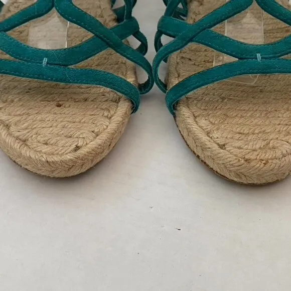 Miu Miu Green Suede Raffia Sole Sandals size 38 /AZI