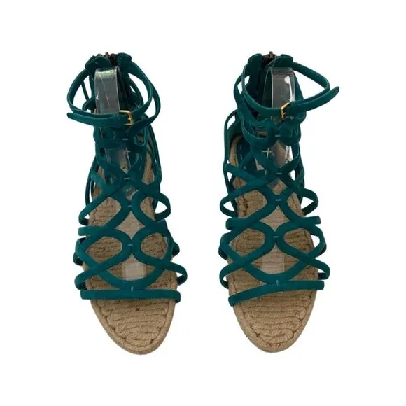 Miu Miu Green Suede Raffia Sole Sandals size 38 /AZI