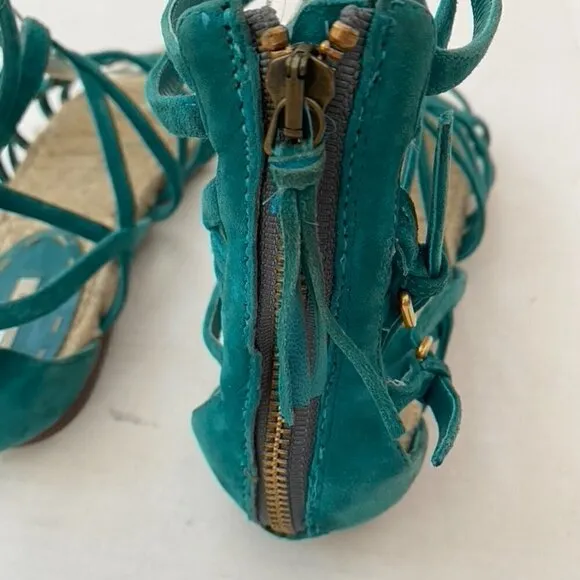 Miu Miu Green Suede Raffia Sole Sandals size 38 /AZI
