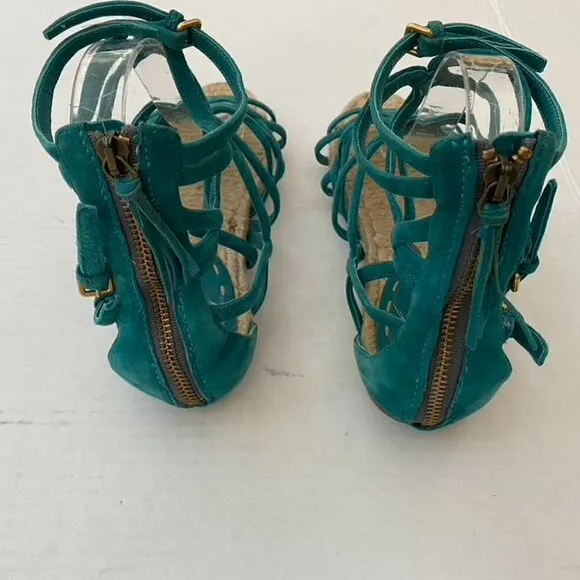 Miu Miu Green Suede Raffia Sole Sandals size 38 /AZI