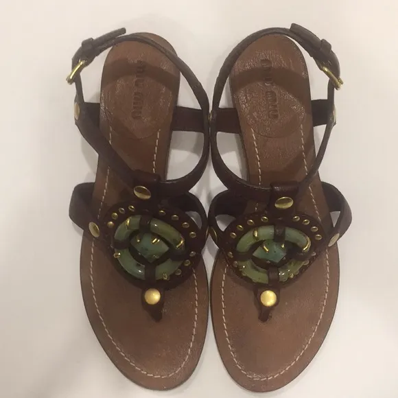 Miu Miu Leather Sandals