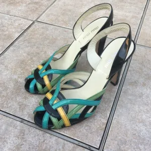 Miu Miu slingback peep toe patent leather sandals
