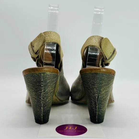 Miz Mooz Women's Vesitaire Collection Leather Slingback Peep Toe Sandals Size 39