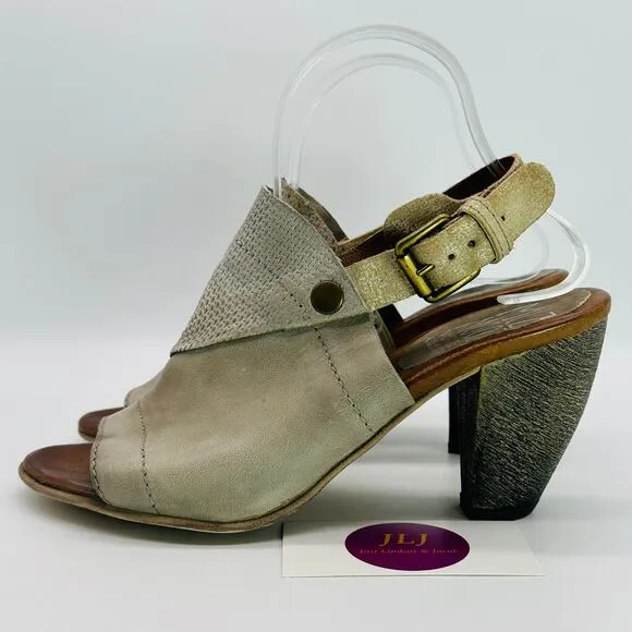 Miz Mooz Women's Vesitaire Collection Leather Slingback Peep Toe Sandals Size 39