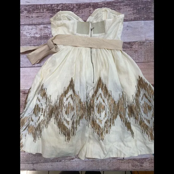 Moulinette Soeurs linen blend strapless dress 0‎