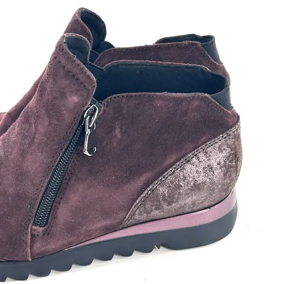 Munro Danika Sneaker Boots 5 Burgundy Red NWOT Ankle Booties Comfort Wedge Zip