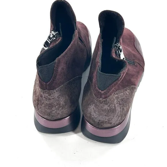 Munro Danika Sneaker Boots 5 Burgundy Red NWOT Ankle Booties Comfort Wedge Zip