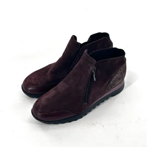 Munro Danika Sneaker Boots 5 Burgundy Red NWOT Ankle Booties Comfort Wedge Zip