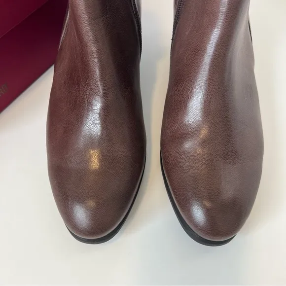 Munro Jackson Fudge Distressed Leather Booties Brown Leather Ankle Boots Size 8W
