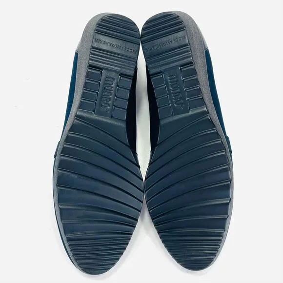 MUNRO Proper Size🦶Perfect Fit “MINDY” NAVY BLUE LEATHER &amp; FABRIC WEDGE PUMPS🆕