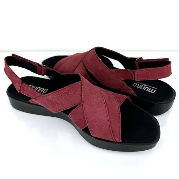 Munro Women's Micah Suede Open Toe Slingback Sandals Red Size 9.5