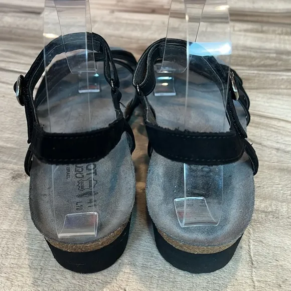 Naot Brittany cork bed black suede sandals size 41 / US 10/10.5