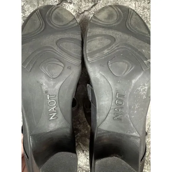 NAOT Culture Womens Comfort Low Heel Strappy Pumps Sandals Black Leather 42/11