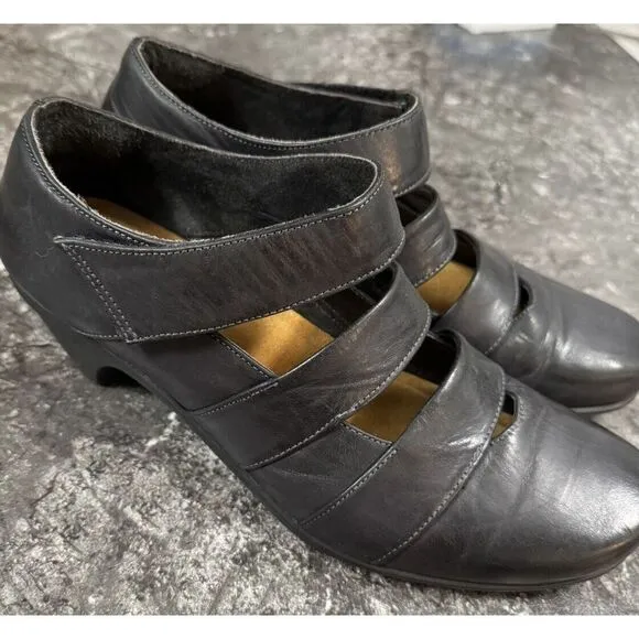 NAOT Culture Womens Comfort Low Heel Strappy Pumps Sandals Black Leather 42/11