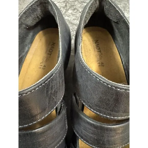 NAOT Culture Womens Comfort Low Heel Strappy Pumps Sandals Black Leather 42/11