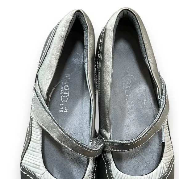 NAOT Gray Mary Jane Shoes Leather Fabric Size 10
