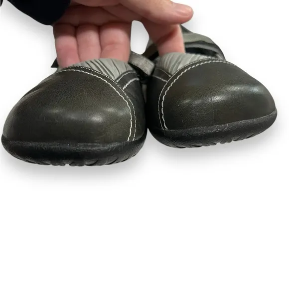 NAOT Gray Mary Jane Shoes Leather Fabric Size 10