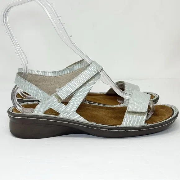 Naot Harp Leather Sandals Women's Size EU 41 US 10 Light Green Blue EXCELLENT