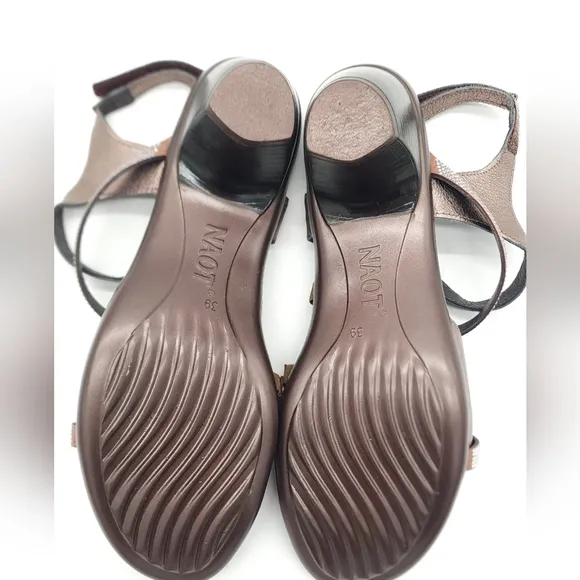 Naot Innovate Womens Sandals Size 8 EU 39 Copper Leather Rhinestone Straps Heel