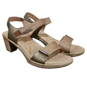 Naot Intact Women's Heels Khaki Tan Beige Pewter Leather Sandals - Size 39M