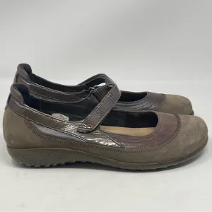 Naot Kirei Shoes Womens 11 Brown Suede Patent Leather Mary Jane Cork Comfort