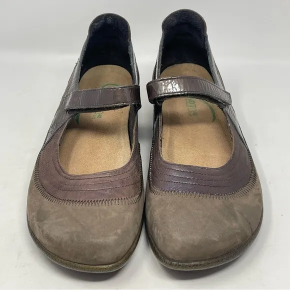 Naot Kirei Shoes Womens 11 Brown Suede Patent Leather Mary Jane Cork Comfort