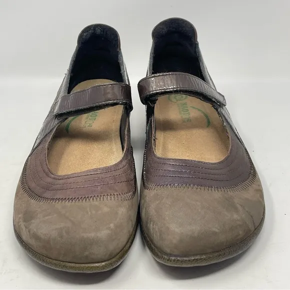 Naot Kirei Shoes Womens 11 Brown Suede Patent Leather Mary Jane Cork Comfort