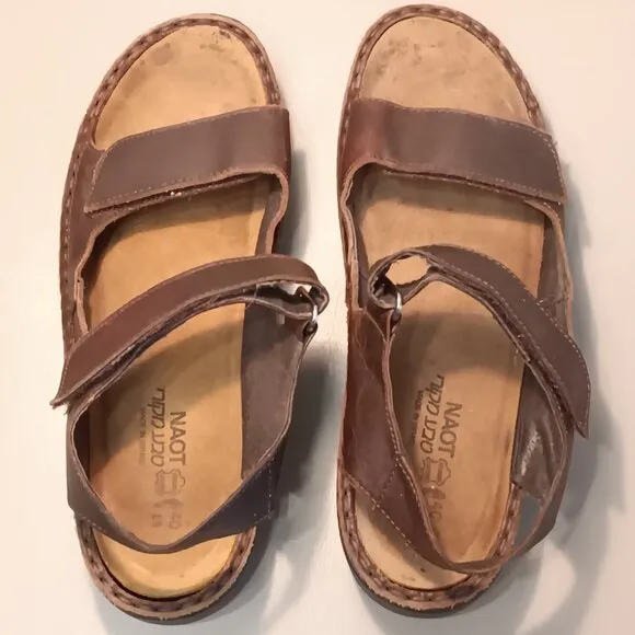 Naot women's 'Karenna' dark brown adjustable leather sandals sz 40 or sz 9 - 9.5