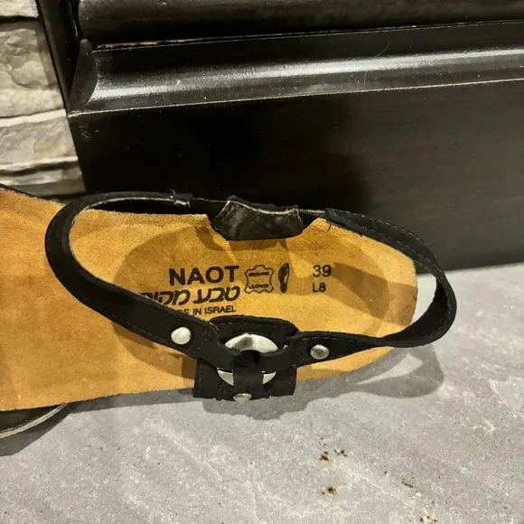 Naot Women’s Size 39 US 8-8.5 Sabrina Cheetah Black Suede Sandals NEW