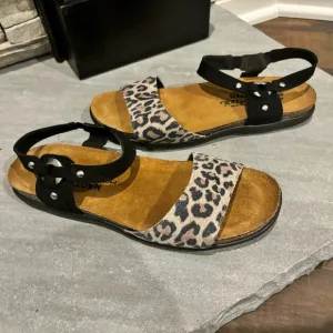 Naot Women’s Size 39 US 8-8.5 Sabrina Cheetah Black Suede Sandals NEW