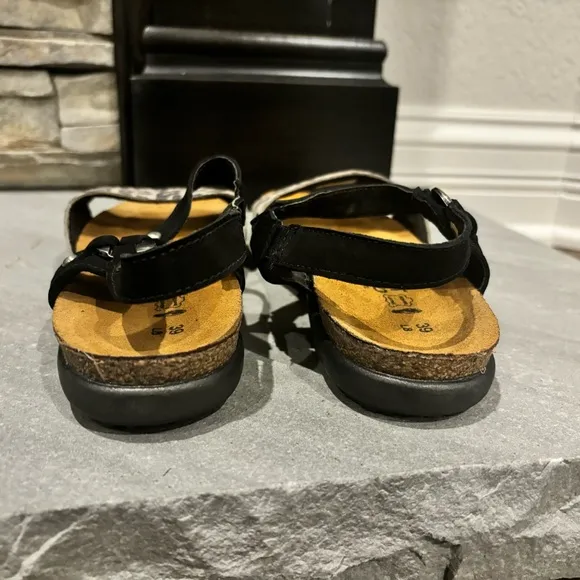 Naot Women’s Size 39 US 8-8.5 Sabrina Cheetah Black Suede Sandals NEW