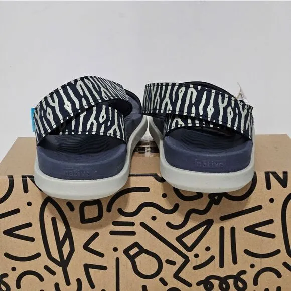 Native, Womens sandals in zebra/cuddlefish. NIB-Size 8