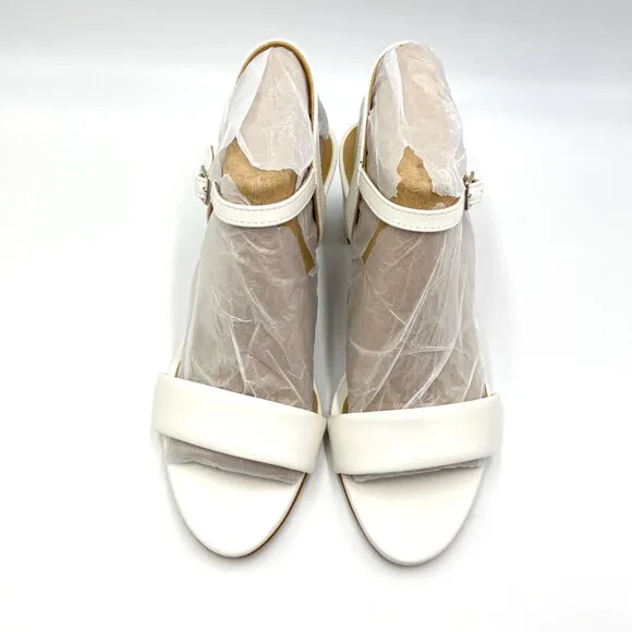 Naturalizer Womens Size 8 Bristol White Leather Heels Sandals Shoes New