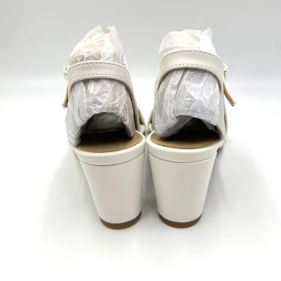Naturalizer Womens Size 8 Bristol White Leather Heels Sandals Shoes New