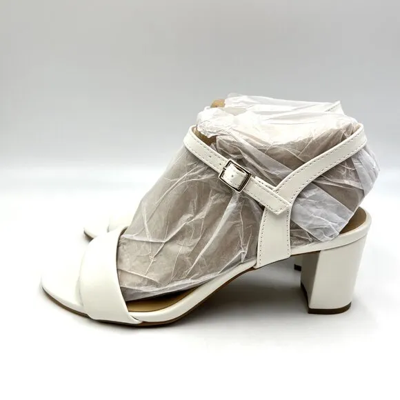 Naturalizer Womens Size 8 Bristol White Leather Heels Sandals Shoes New