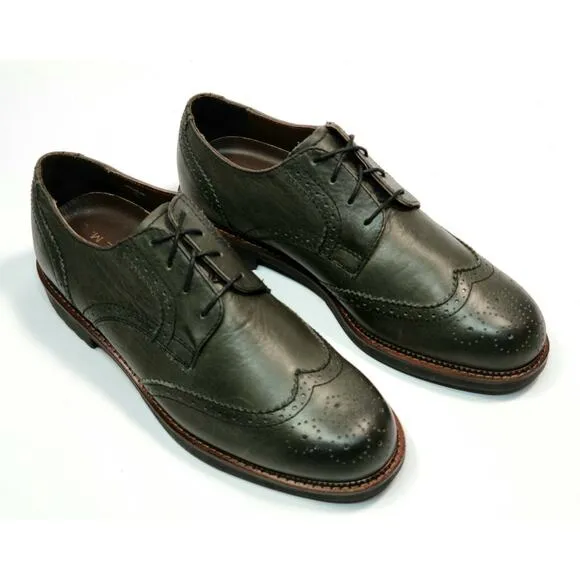 Neil M Conway Wingtip Oxford Shoes Worn Saddle Men's Size 9.5 D Black 101506 NEW