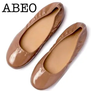 New ABEO Tilly Tan Patent Leather Flats Size 7
