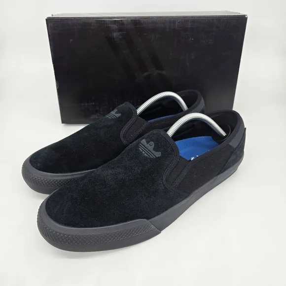 New Adidas Shmoofoil Slip-On Skateboarding Shoes 'Black Carbon' Size M9/W10