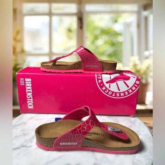 NEW • Birkenstock • Gizeh Magic Snake Pink Slip-on Sandals EU 30
