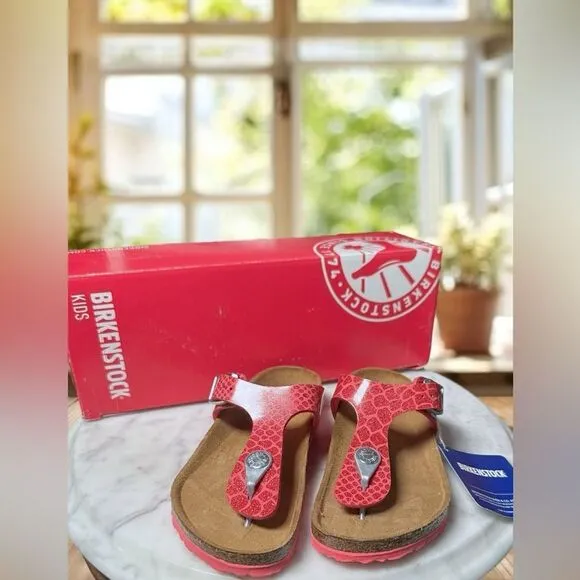 NEW • Birkenstock • Gizeh Magic Snake Pink Slip-on Sandals EU 30